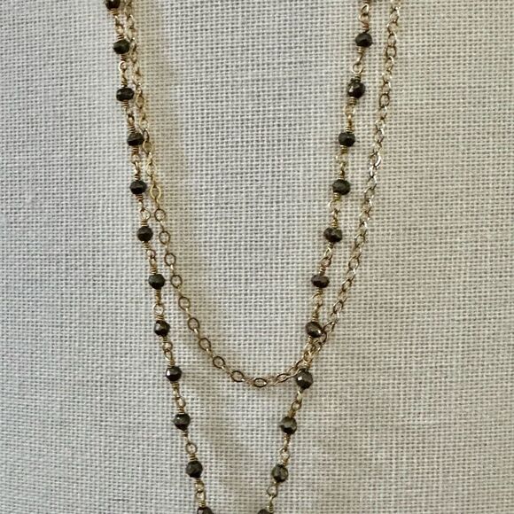 Labradorite double strand teardrop pendant necklace - Picture 9 of 10